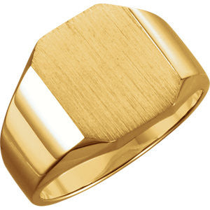 14K Yellow 14x12mm Men's Signet Ring