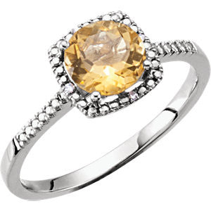 Sterling Silver Citrine & .01 CTW Diamond Ring