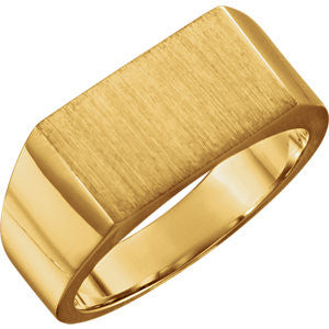 14K Yellow 15x9mm Men's Signet Ring