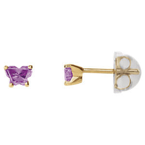 10K Yellow June Bfly® CZ Birthstone Youth Earrings with Safety Backs & Box