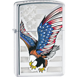 Eagle Flag High-Polish Chrome Lighter