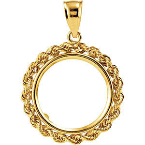 2.5mm Solid Rope Tab Back Frame Pendant for U.S. $2.50 or 1-10 Ounce Chinese Panda Coin