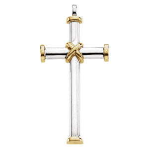 14K White-Yellow 49x26.25mm Cross Pendant