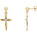 14K Yellow & White .04 CTW Diamond Cross Earrings