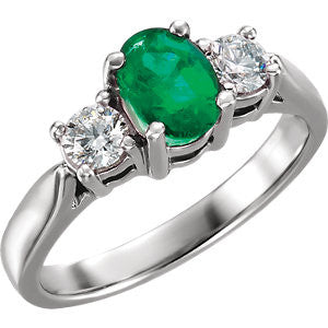 Platinum Emerald & 3-8 CTW Diamond Ring