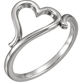 14K White Heart Ring