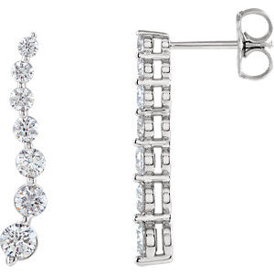 14K White Journey Diamond Earrings