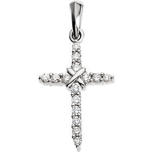 14K White .23 CTW Diamond Cross Pendant