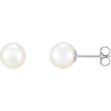 14K Yellow 7-7.5mm Freshwater Cultured Pearl Earrings