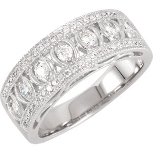 14K White 3-4 CTW Diamond Anniversary Band Size 7