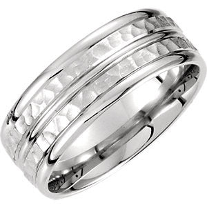 Palladium 8mm Fancy Carved Band Size 9.5