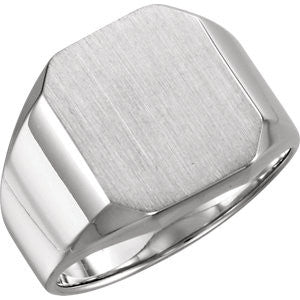 Sterling Silver 16x14mm Octagon Men's Signet Ring