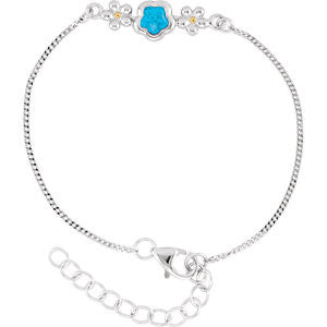 Sterling Silver BFlower&trade; Blue CZ 6.5-7.5" Bracelet