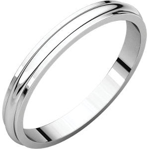 14K White 2.5mm Half Round Edge Band