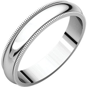 10K White 4mm Milgrain Band