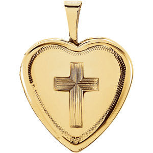 14K Yellow 16x15.75mm Cross Heart Locket