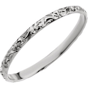 14K White Youth Etched 1.5mm Band