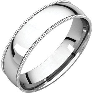 10K White 5mm Light Comfort Fit Milgrain Band