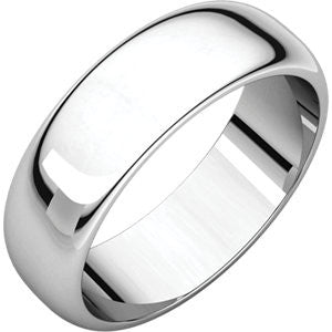 Sterling Silver 6mm Half Round Band