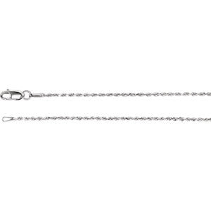 Sterling Silver 1.3mm Diamond Cut Rope 16" Chain