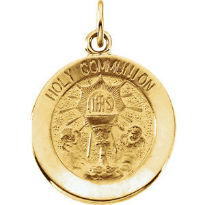 14K Yellow 14.75mm Round Holy Communion Medal