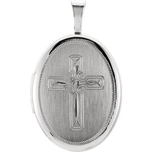 Sterling Silver Oval Cross Locket