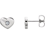 14K White .06 CTW Diamond Heart Earrings