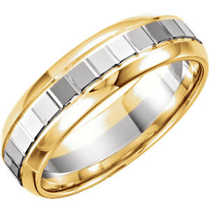 14K Yellow & White 6mm Design Band Size 9.5