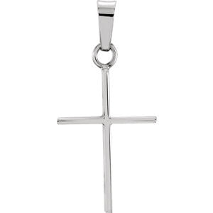 14K White 17x12mm Cross Pendant