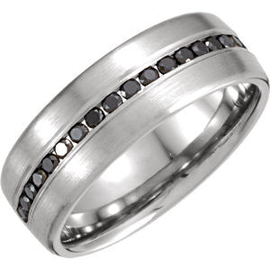 14K White 3-8 CTW Black Diamond Anniversary Band