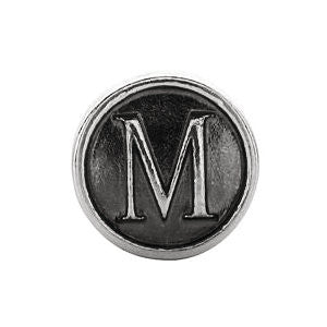 Sterling Silver 10.6mm Letter 
"M" Alpha Cylinder Bead