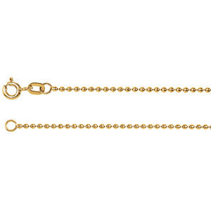 14K Yellow Solid Bead 24" Chain