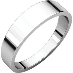 14K White 5mm Flat Tapered Band