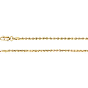 14K Yellow 1.85mm Rope Chain 24" Chain