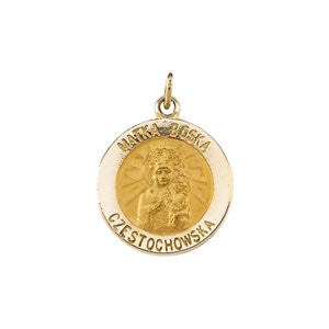 14K Yellow 18.25 Round Matka Boska Medal