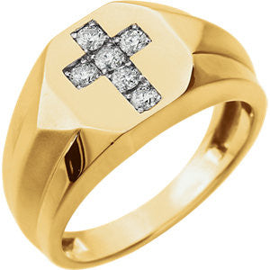 14K Two-Tone 1/4 CTW Diamond Cross Ring