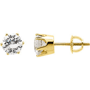 14K Yellow 6.5mm Cubic Zirconia Stud Earrings