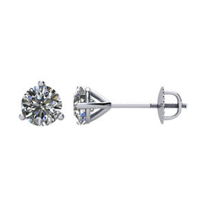 14K White 3-4 CTW Diamond Threaded Post Earrings