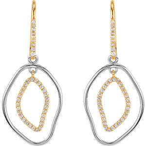 14K Yellow & Sterling Silver 3-8 CTW Diamond Dangle Earrings