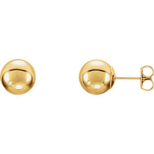 14K Yellow 8mm Ball Earrings with Bright Finish