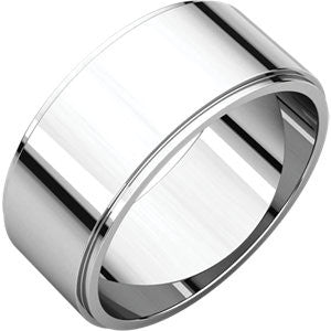 10K White 8mm Flat Edge Band