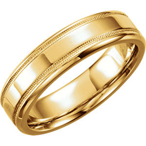 14K Yellow 6mm Design Band Size 10