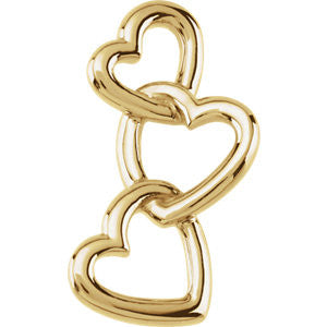 14K Yellow Linked Hearts Pendant