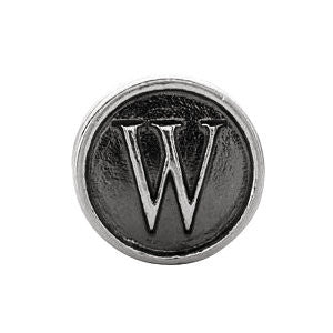 Sterling Silver 10.6mm Letter 
"W" Alpha Cylinder Bead