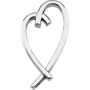 14K White Heart Pendant Slide