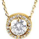 14K Yellow 1/4 CTW Diamond Halo-Style 16" Necklace