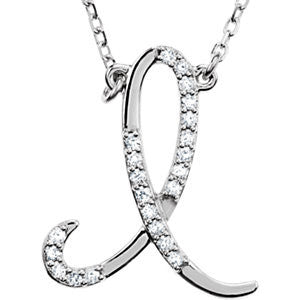 14K White Letter "I" 1-8 CTW Diamond Initial 17" Necklace