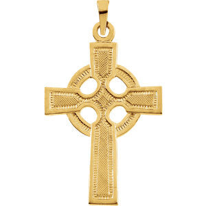 14K Yellow 28x20mm Celtic Cross Pendant