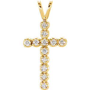 14K Yellow 1-8 CTW Diamond Cross Pendant