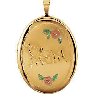 Gold Plated & Sterling Silver Oval Mom Locket with Color